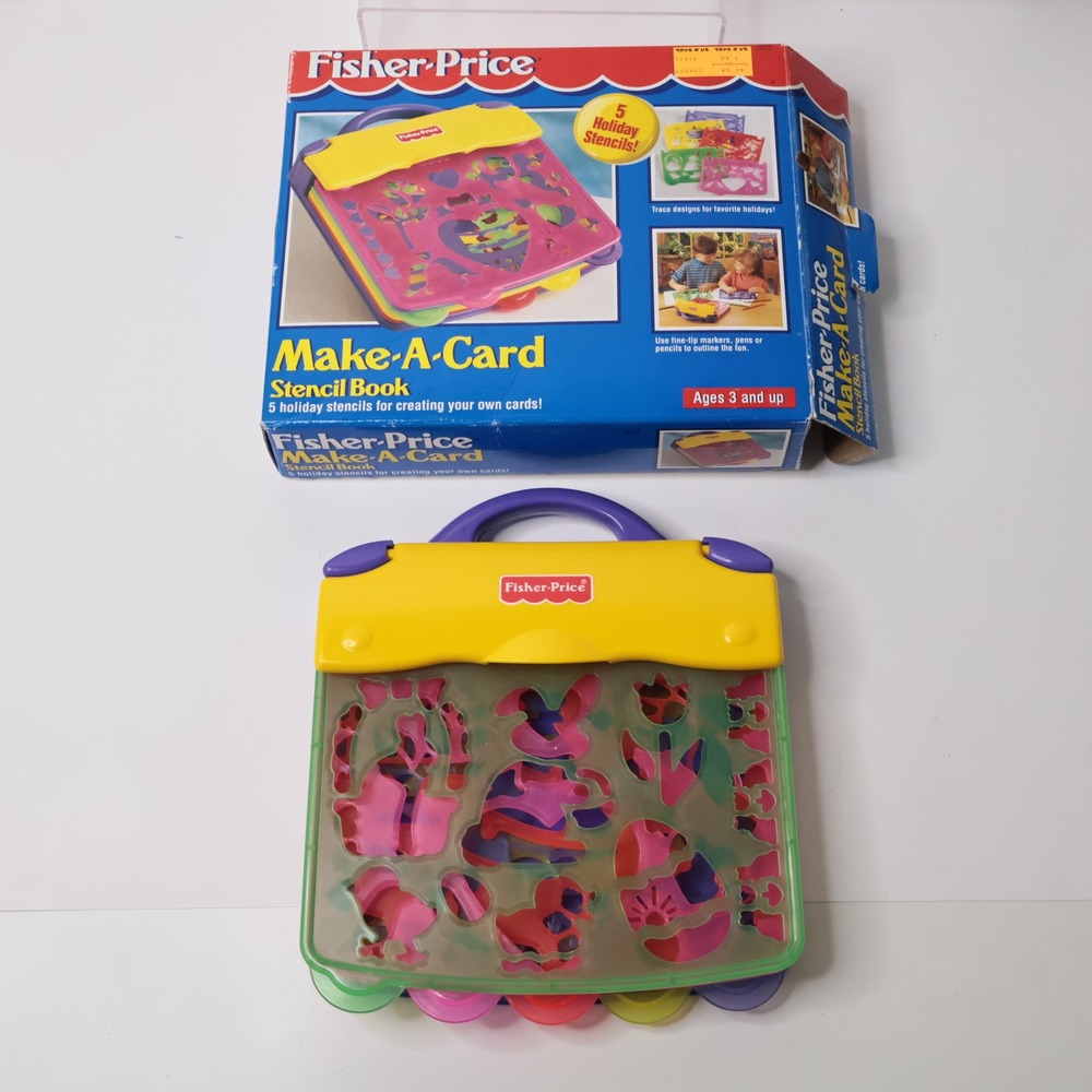 Vintage 1996 Fisher Price Make-A-Card Stencil Book 72418 Holiday Art Toy Boxed
